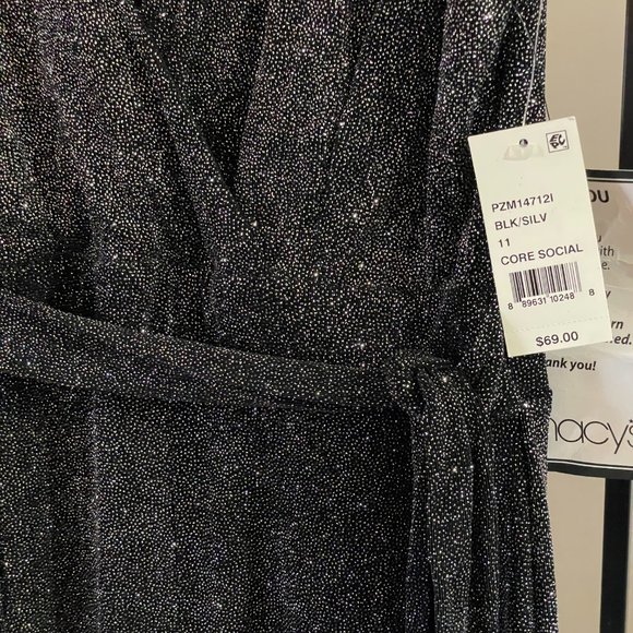 Black and silver sparkly wide leg jumpsuit Size 11 Junior or 6/8 Women - Picture 3 of 5